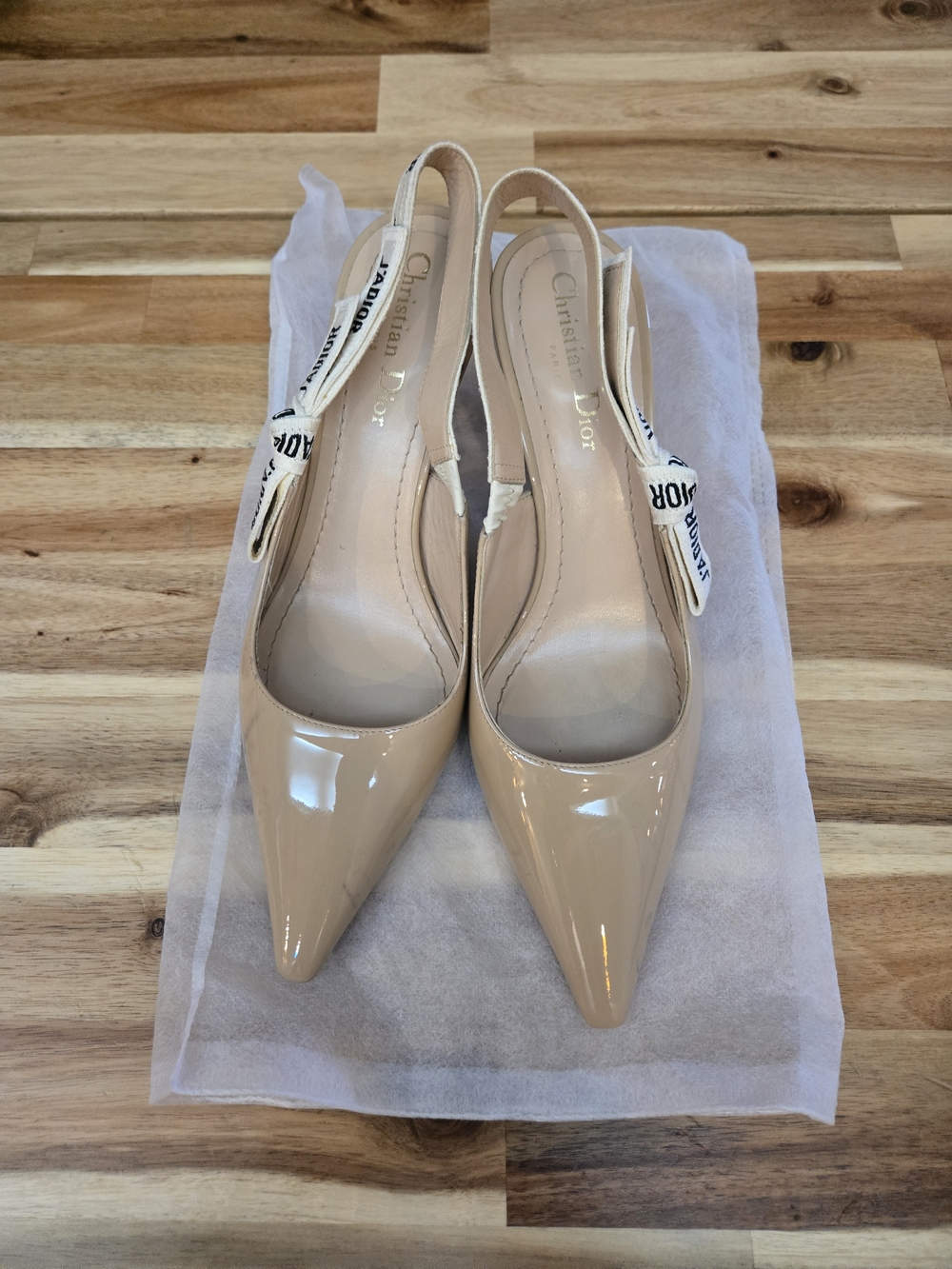 Dior Nude Patent Leather Slingback Pumps